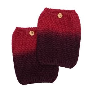 Burgundy Ombre Knit Button Boot Cuffs